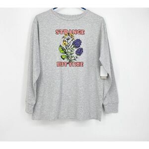 BP Nordstrom Shirt Womens Top Strange But True Floral Long Sleeve Gray Organic S